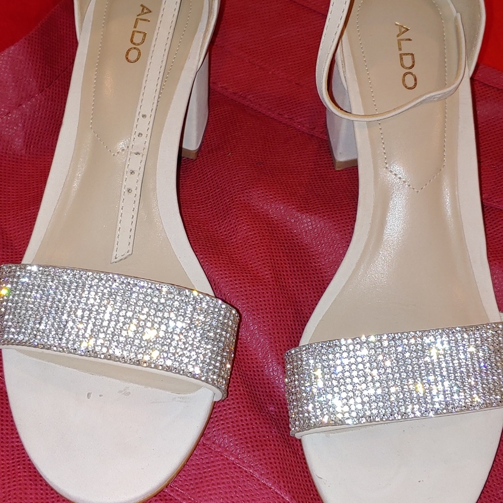 Bling tan ankle strap shoe